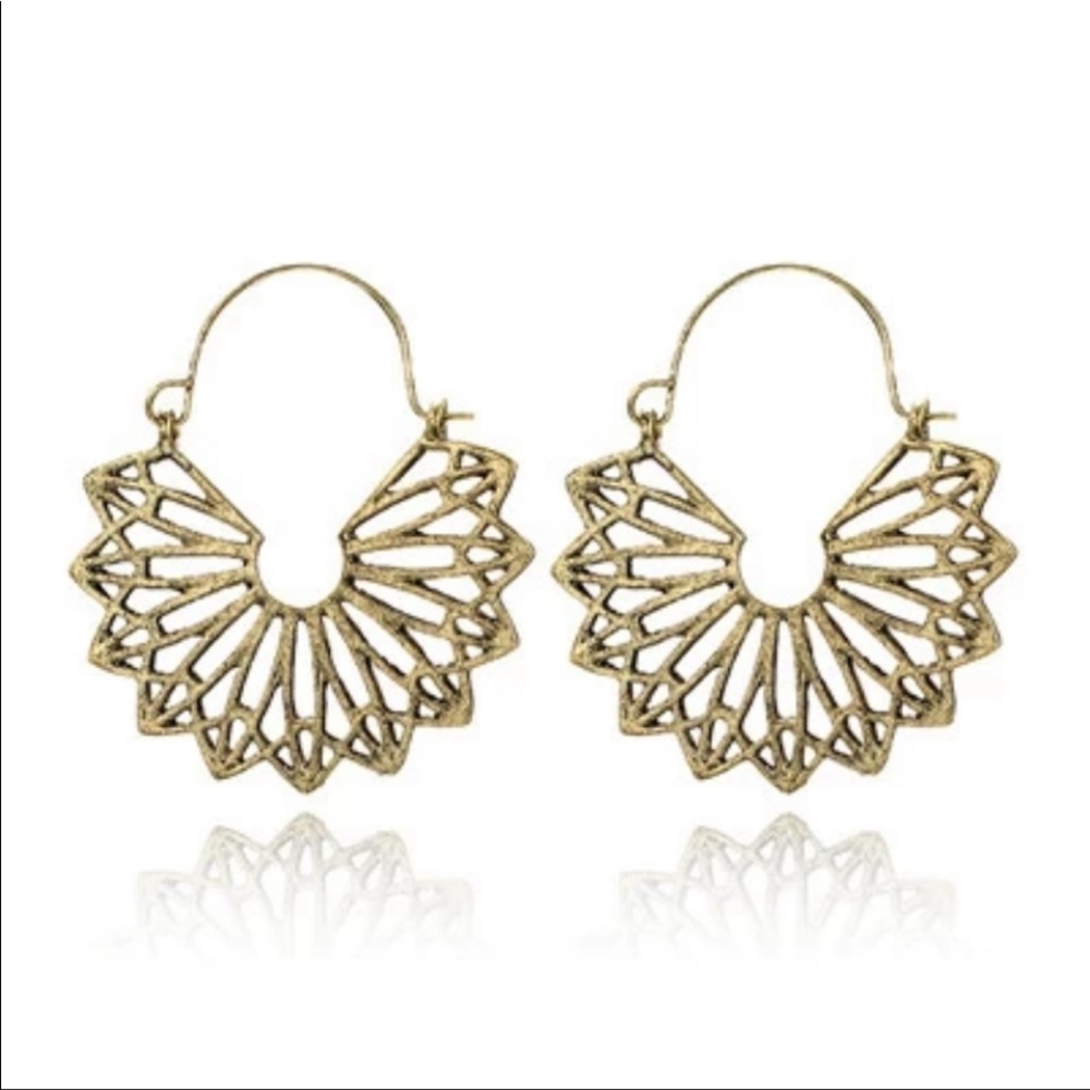 Antique Gold Hollow Mandala Earrings
